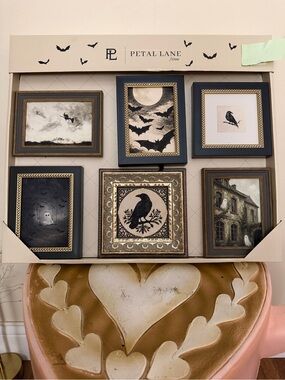 Petal Lane Halloween Set of 6 Spooky Framed Wall Hanging Pictures
